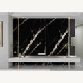 Black and White Root Gold Vein Marble marble-look wall panel installed in a modern interior