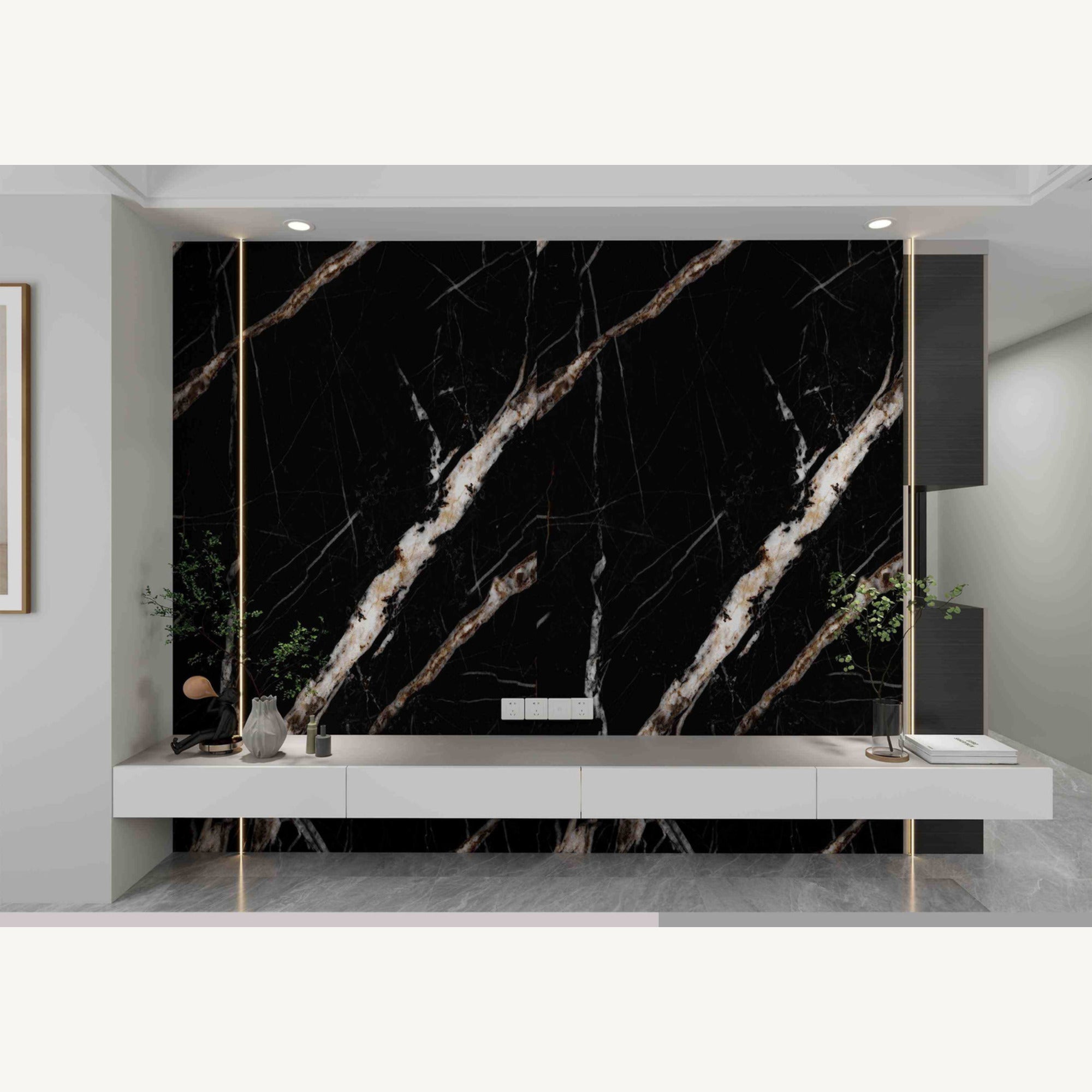 Marble Stone Series - Black & White Root Gold Vein Marble KB-8088-1Y2-808-4X10