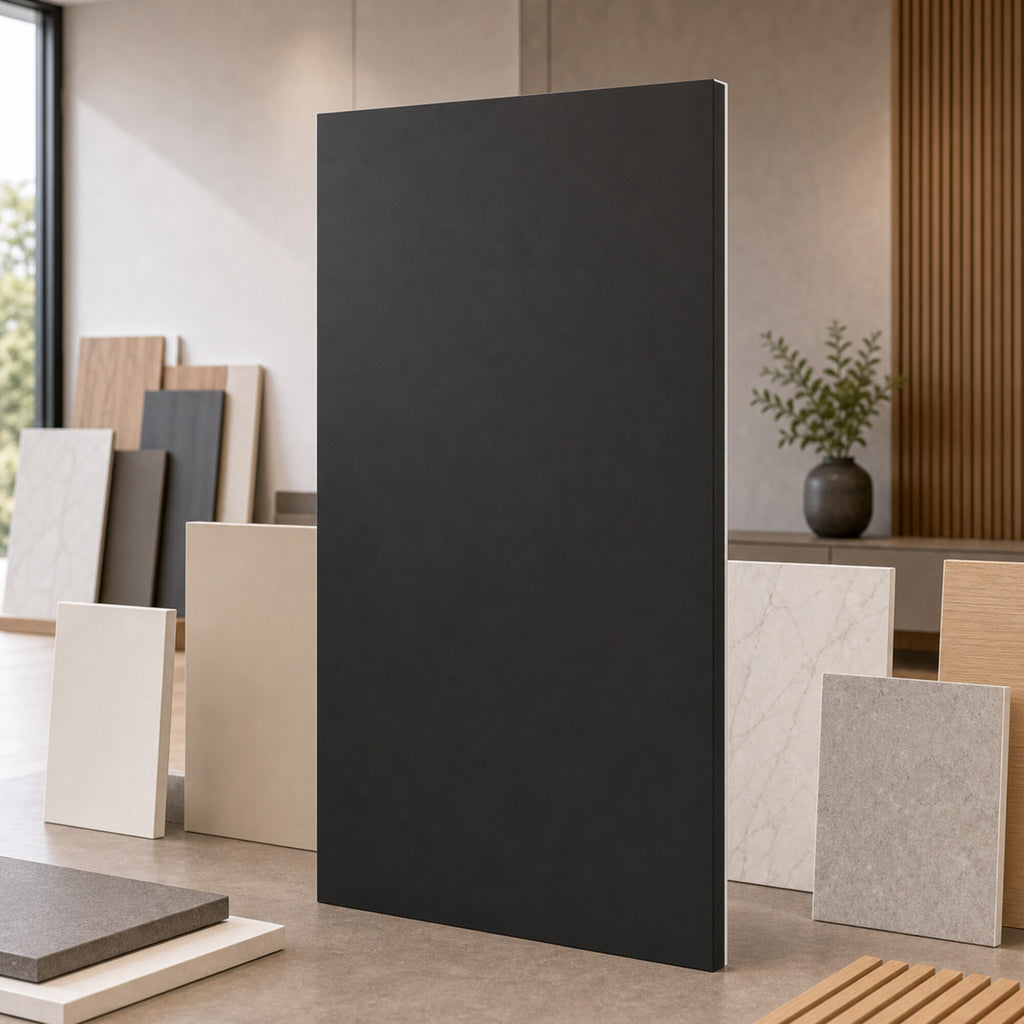 Matte Black pure colour wall panel showroom sample board
