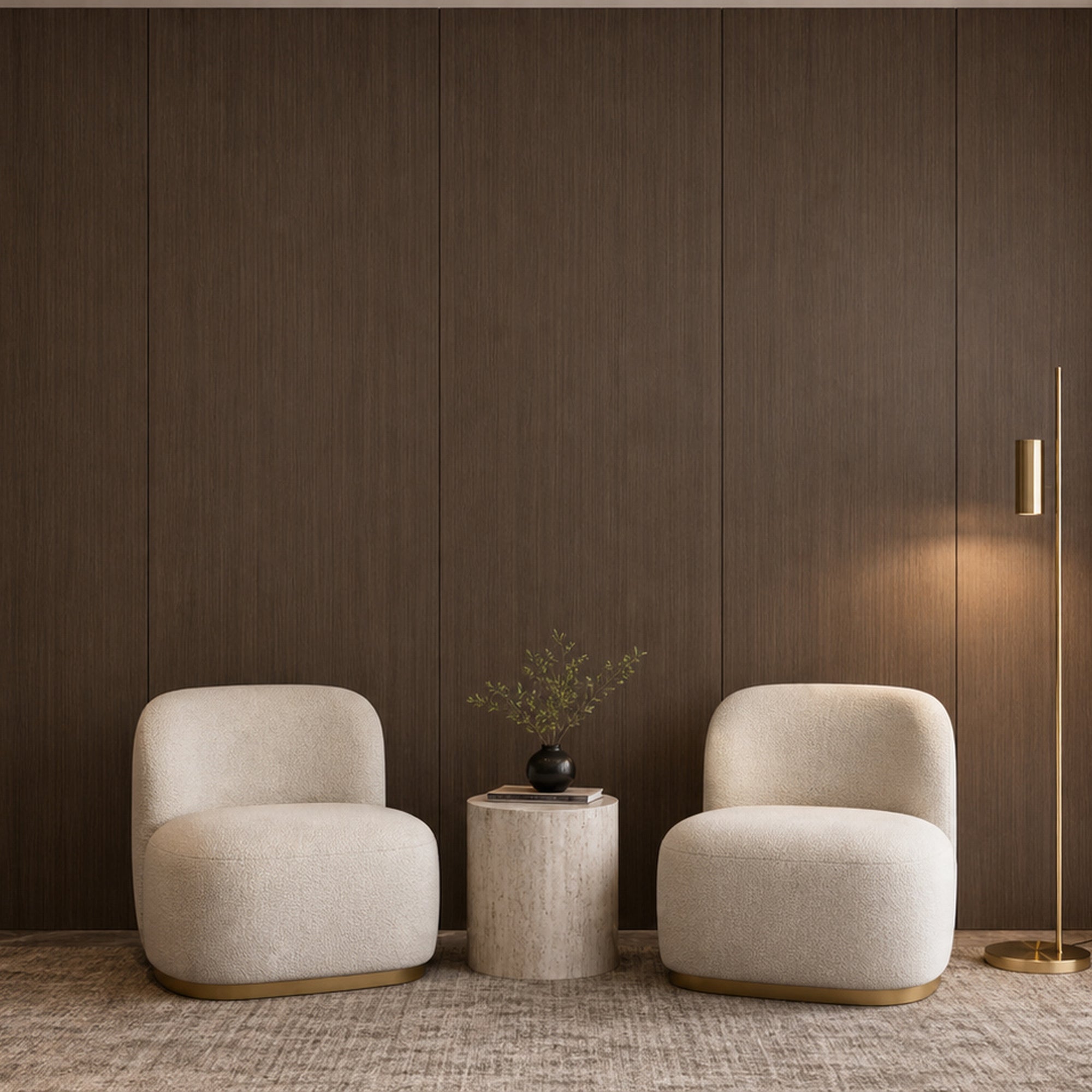 Fine Straight Grain Walnut wood-look wall panel installed in a modern interior